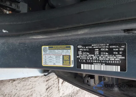 2015 Kia Optima Lx z USA, uszkodzony, nr VIN 5XXGM4A74FG468987